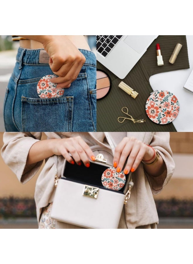 مرآة جيب صغيرة الحجم من الجلد الصناعي - مرآة تجميل مكبرة 1x/2x للنساء والرجال، مثالية للسفر ورحلات العمل - لون وشكل عشوائيان - Image 4